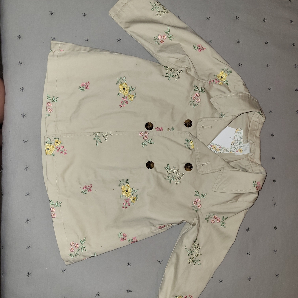 H&M Cream Floral Embroidered Jacket